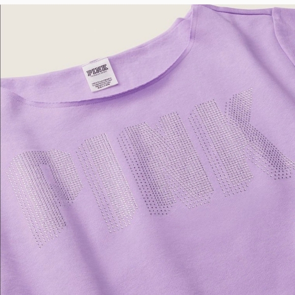 Vs pink lavender bling off the shoulder sweatshirt, size xl. NWT. - Picture 3 of 6